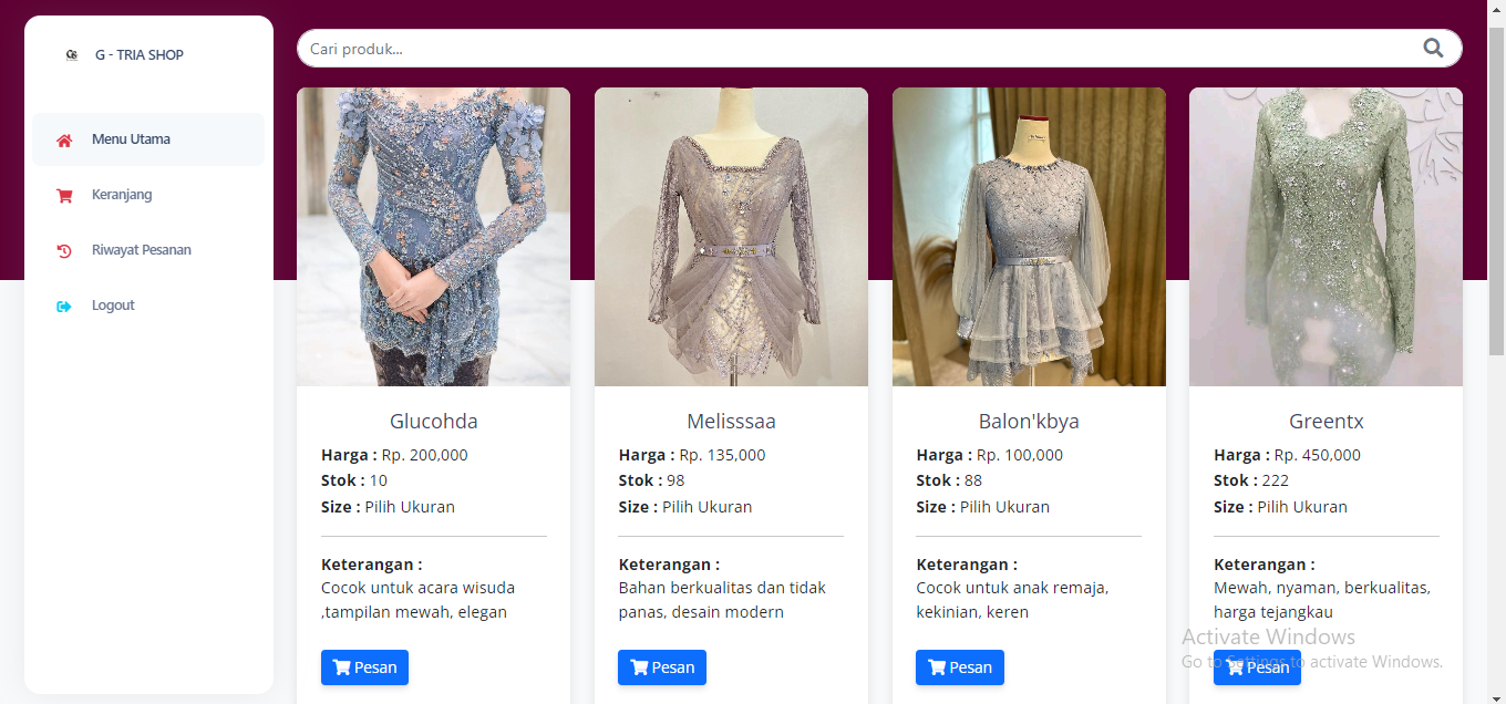 E- Commerce G-TRIA SHOP